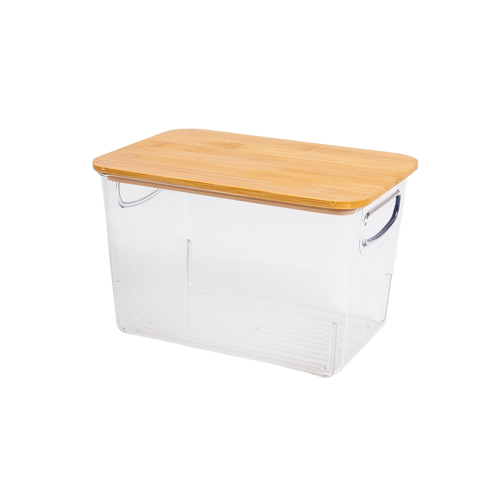 透明手提收納盒 附竹蓋